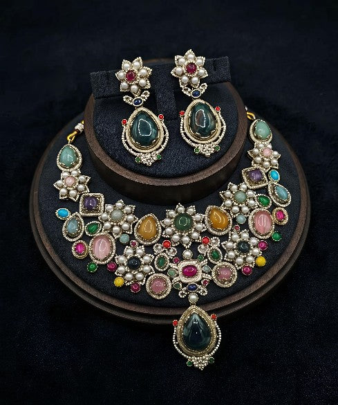 Tavisi premium kundan necklace set bridal jewellery collection