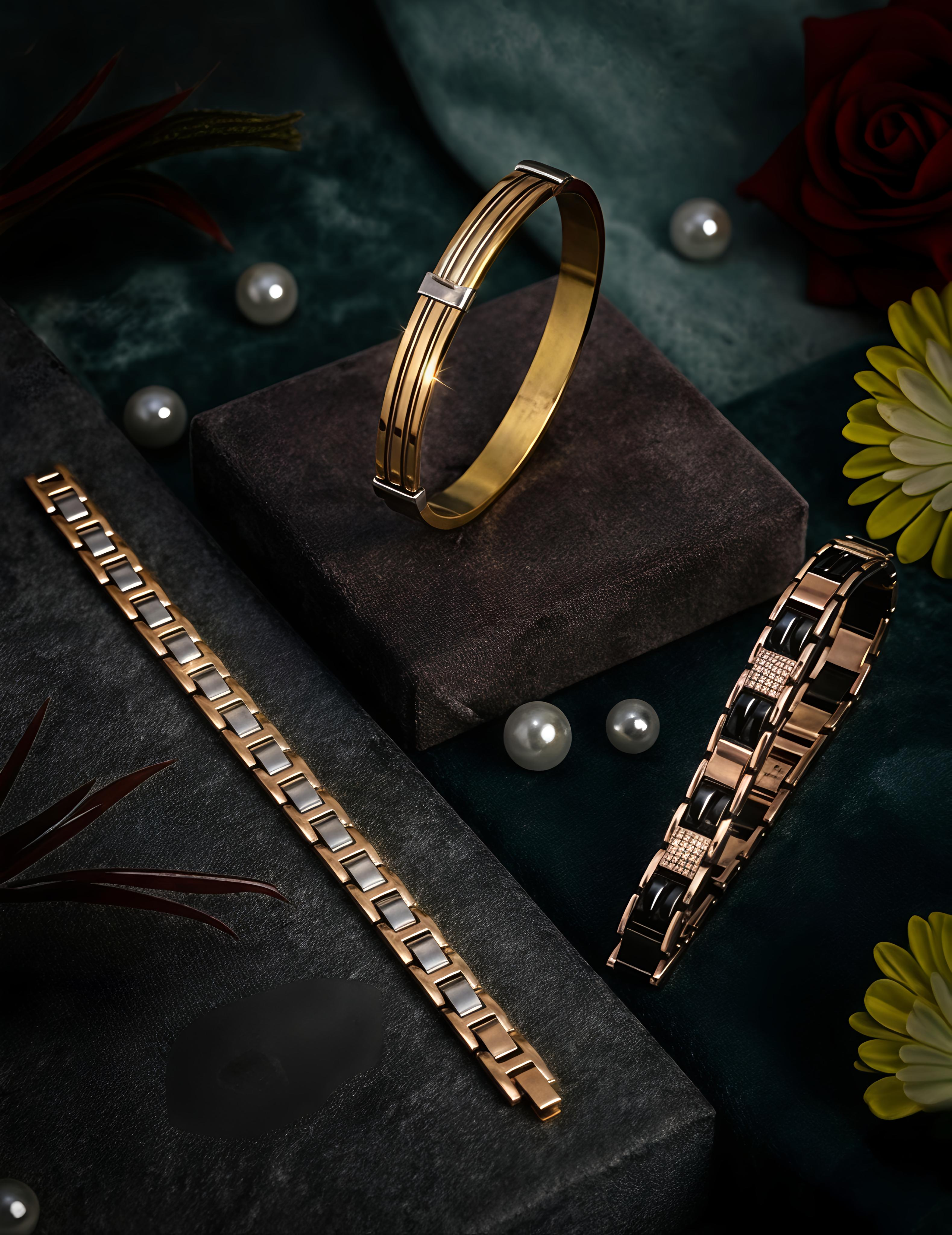 Tavisi Jewelry 18K rose gold plated 316L surgical stainless steel anti tarnish men's bracelets | premium bracelet collection