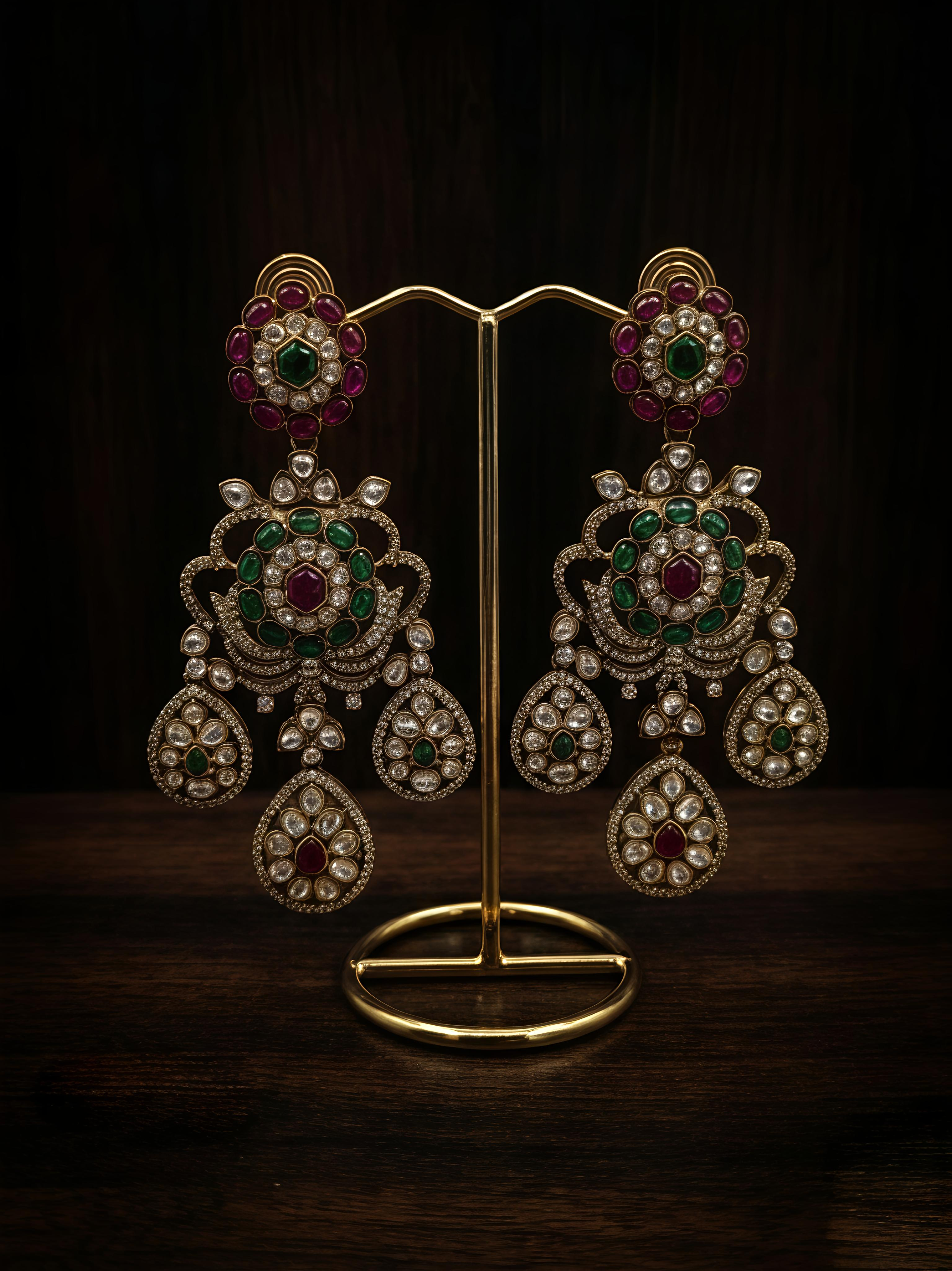 Tavisi Jewelry Kundan Earrings for Women| AD CZ Designer Jewellery