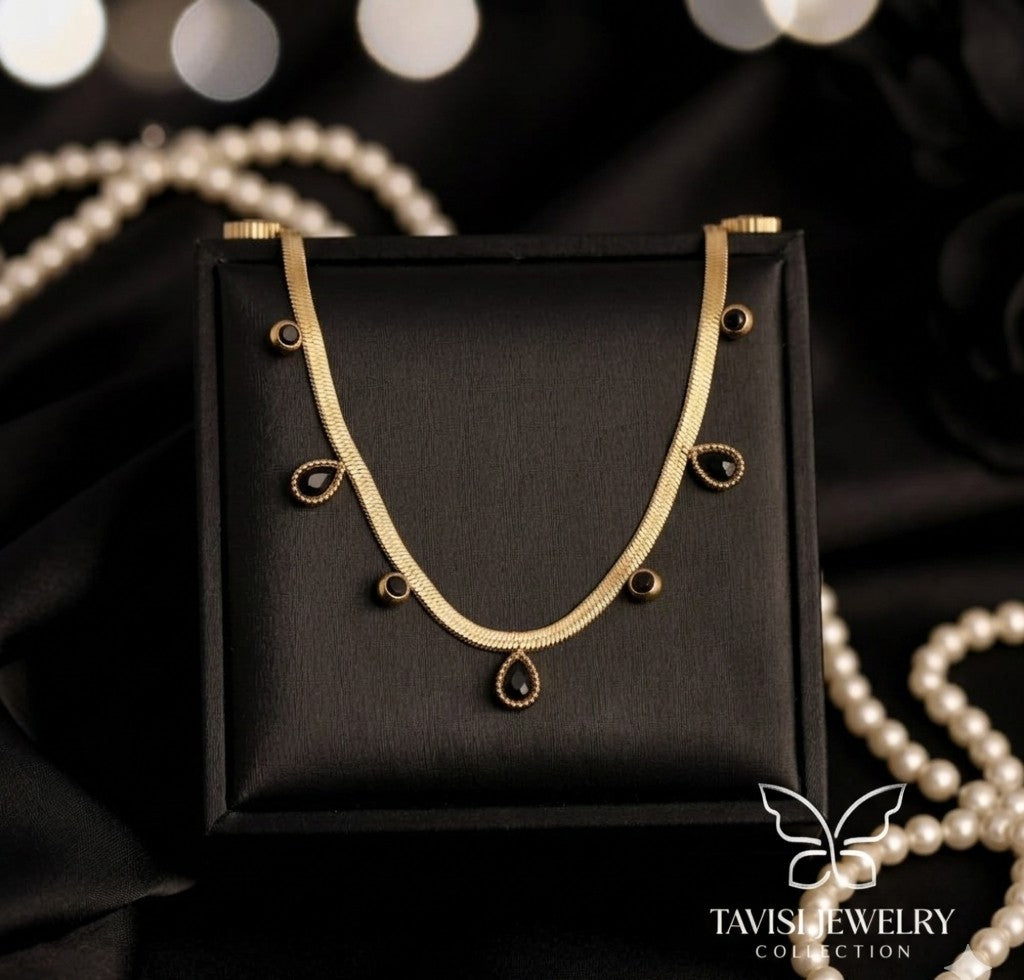 black stone tanmaniya necklace gold
gold necklace with black stones
anti tarnish black stone necklace
daily wear gold necklace adjustable
elegant minimal jewellery