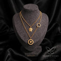 Tavisi Dual Medallion Charm Necklace – Anti Tarnish Gold