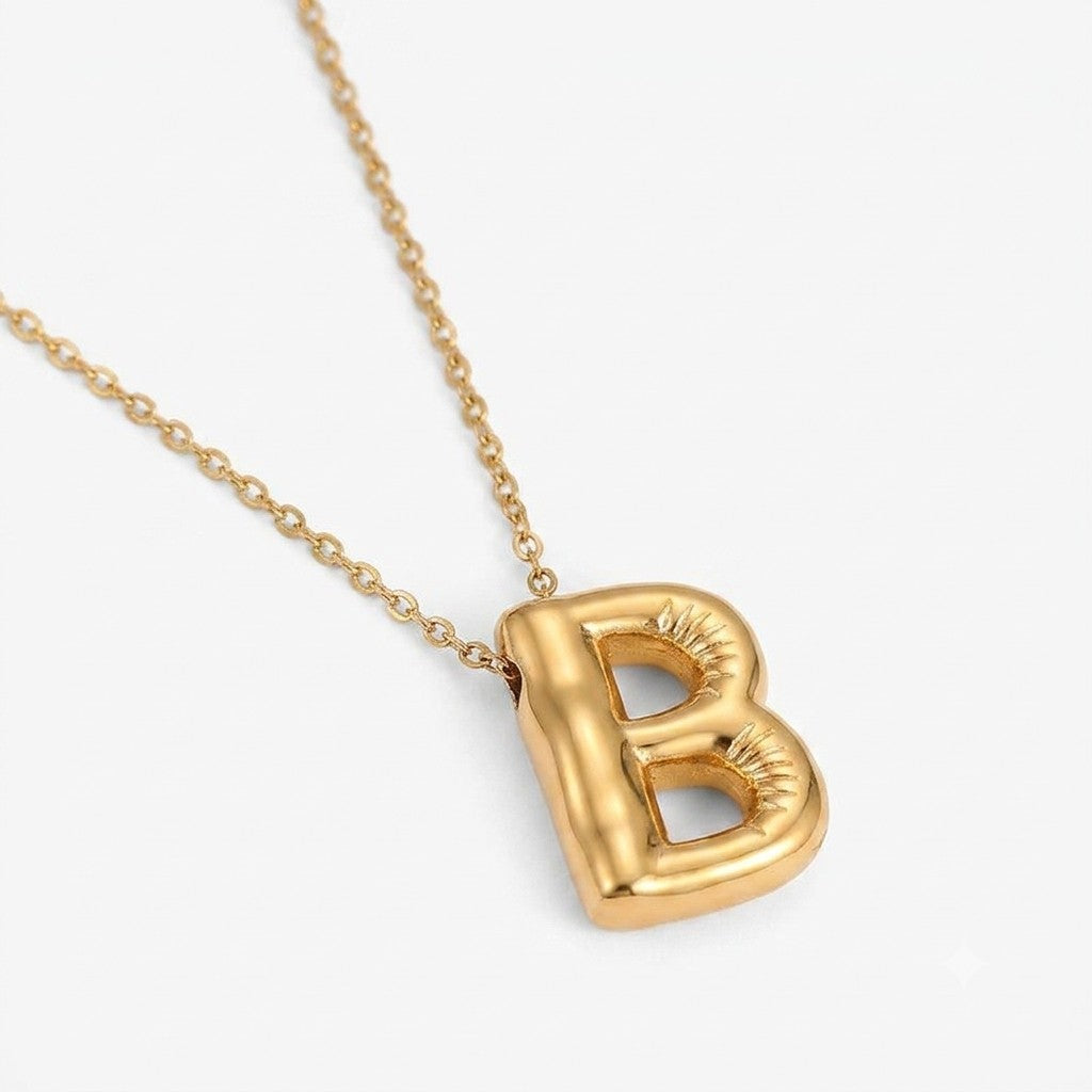 Tavisi Alphabet B Gold Pendant Necklace | Initial Letter Necklace