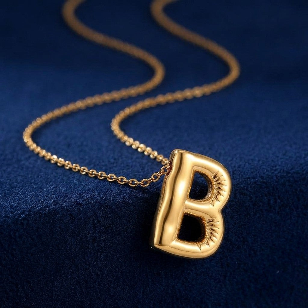 Tavisi Alphabet B Gold Pendant Necklace | Initial Letter Necklace