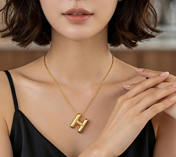 Tavisi Alphabet H Gold Pendant Necklace | Initial Letter Necklace