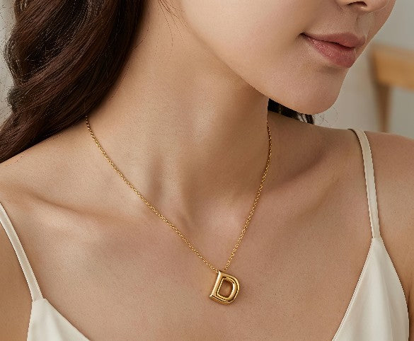Tavisi Alphabet D Gold Pendant Necklace | 22K Gold Plated Initial Necklace for Women | Anti-Tarnish | Tavisi