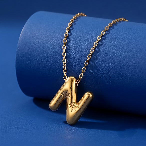 Tavisi Alphabet N Gold Pendant Necklace for Women | Anti Tarnish Stainless Steel | 22K Gold Plated Initial Letter N Necklace