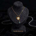 Gold Evil Eye Pendant Necklace with Blue Eye Drop 316L Surgical Steel 22K gold plated - Tavisi Jewelry Collection