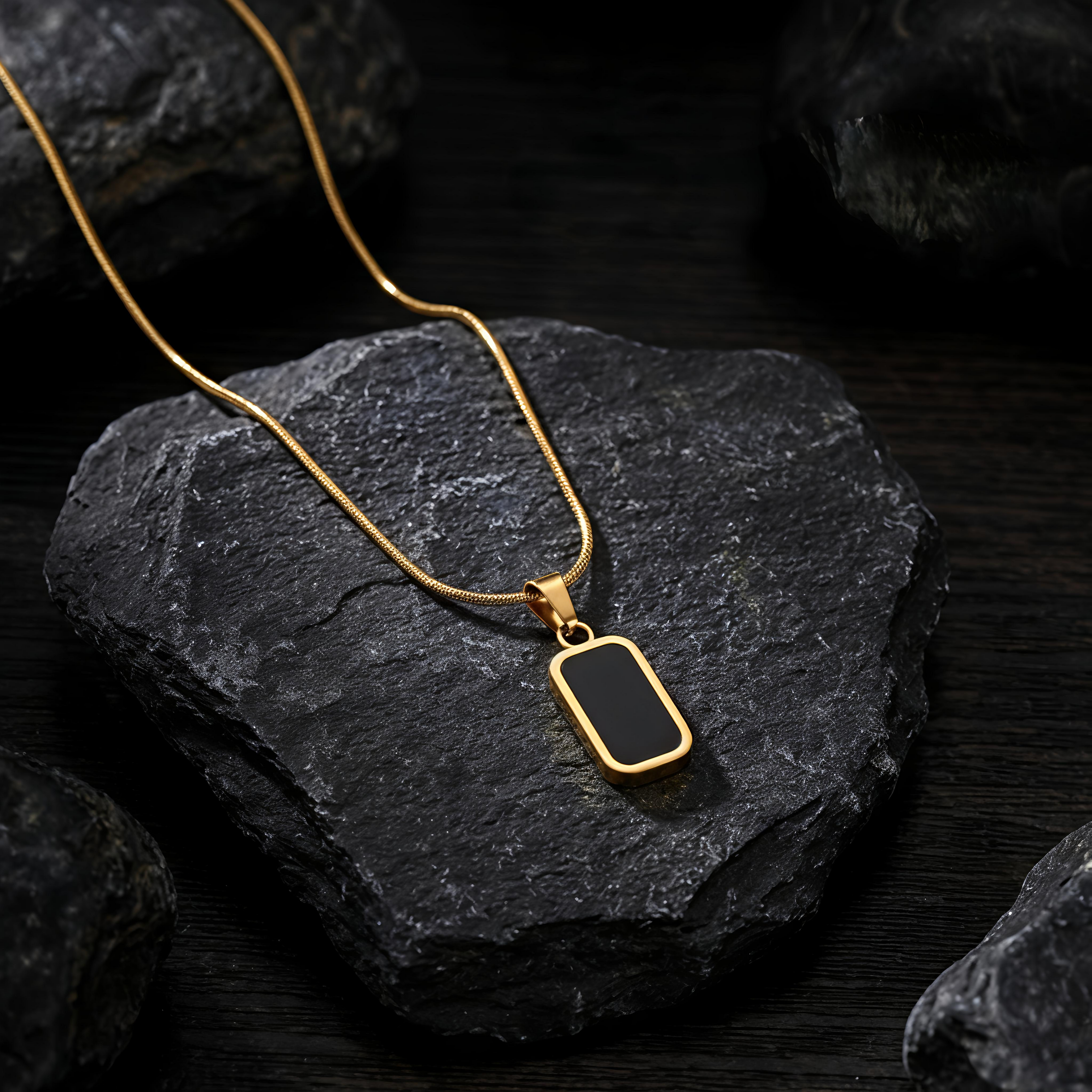 Tavisi Noir Edge Pendant Necklace