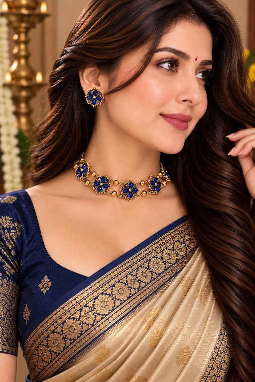 Ruby Aarini floral necklace and earrings jewellery set display