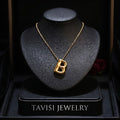 Alphabet B Gold Pendant Necklace 22K gold plated minimal design - Tavisi Jewelry Collection