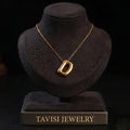 Alphabet D Gold Pendant Necklace for women – 22K gold plated initial necklace, anti-tarnish minimal jewellery by Tavisi