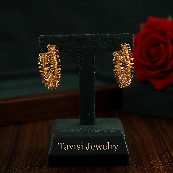 Tavisi coil hoop earrings in stainless steel with 22k gold plated anti tarnish finish for women