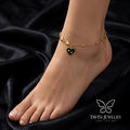 Gold Heart Charm Anklet with Star Cut Design – premium anti tarnish jewellery by Tavisi
