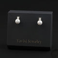 Tavisi gold pearl AD stud drop earrings in 22k gold plated premium alloy for women