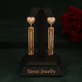 Tavisi heart pearl tassel drop earrings in stainless steel with 22k gold anti tarnish finish for women