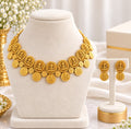 Lakshmi coin premium jewellery set in antique gold South Indian temple jewellery style