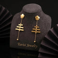 Tavisi layered bar drop hoops earrings with 22k gold plated anti tarnish stainless steel finish for women