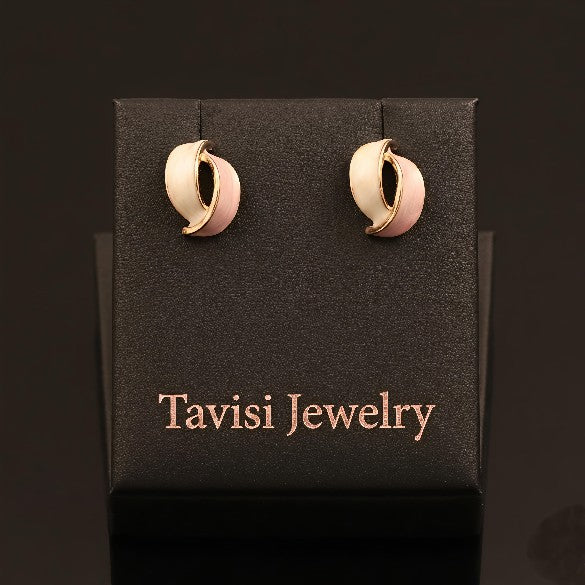 Tavisi Luna Blush curve earrings with 22k gold plated alloy dual tone finish for women