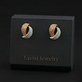 Tavisi Luna Rose curve earrings with 22k gold plated alloy dual tone finish for women