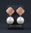 Tavisi Naira pearl charm earrings with 22k gold plated alloy finish for women