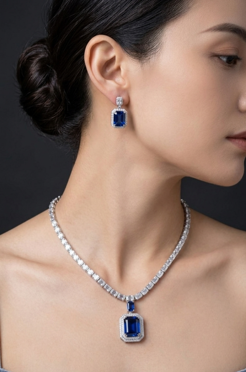 Premium Brass Casting AD CZ Jewellery Set with Long Lasting Shine for Everyday Luxury