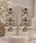 Rajeshwari Premium North Indian oxidized silver-look brass jhumka earrings