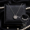 Reversible Flower Heart CZ Pendant Necklace silver finish - Tavisi Jewelry Collection