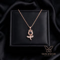 Rose Gold Tulip Pearl Pendant Necklace with CZ leaf detailing - Tavisi Jewelry Collection