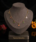 Tavisi Alina Prism Tanmaniya Charm Necklace in 18K gold plated Premium 316L Surgical Grade Stainless Steel anti tarnish finish