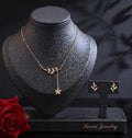 Tavisi Amara Leaf Charm Necklace Set 22K gold plated anti tarnish stainless steel jewellery with AD stones
