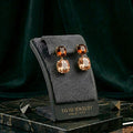 Tavisi Amber Blush dual stone drop earrings with 22K gold plating and anti tarnish finish for women