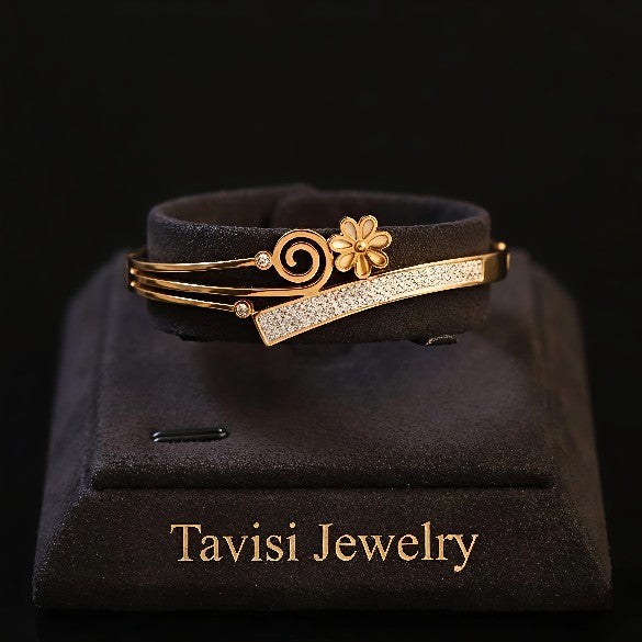 Tavisi Amira Bloom AD Bracelet 22K gold plated anti tarnish stainless steel jewellery
