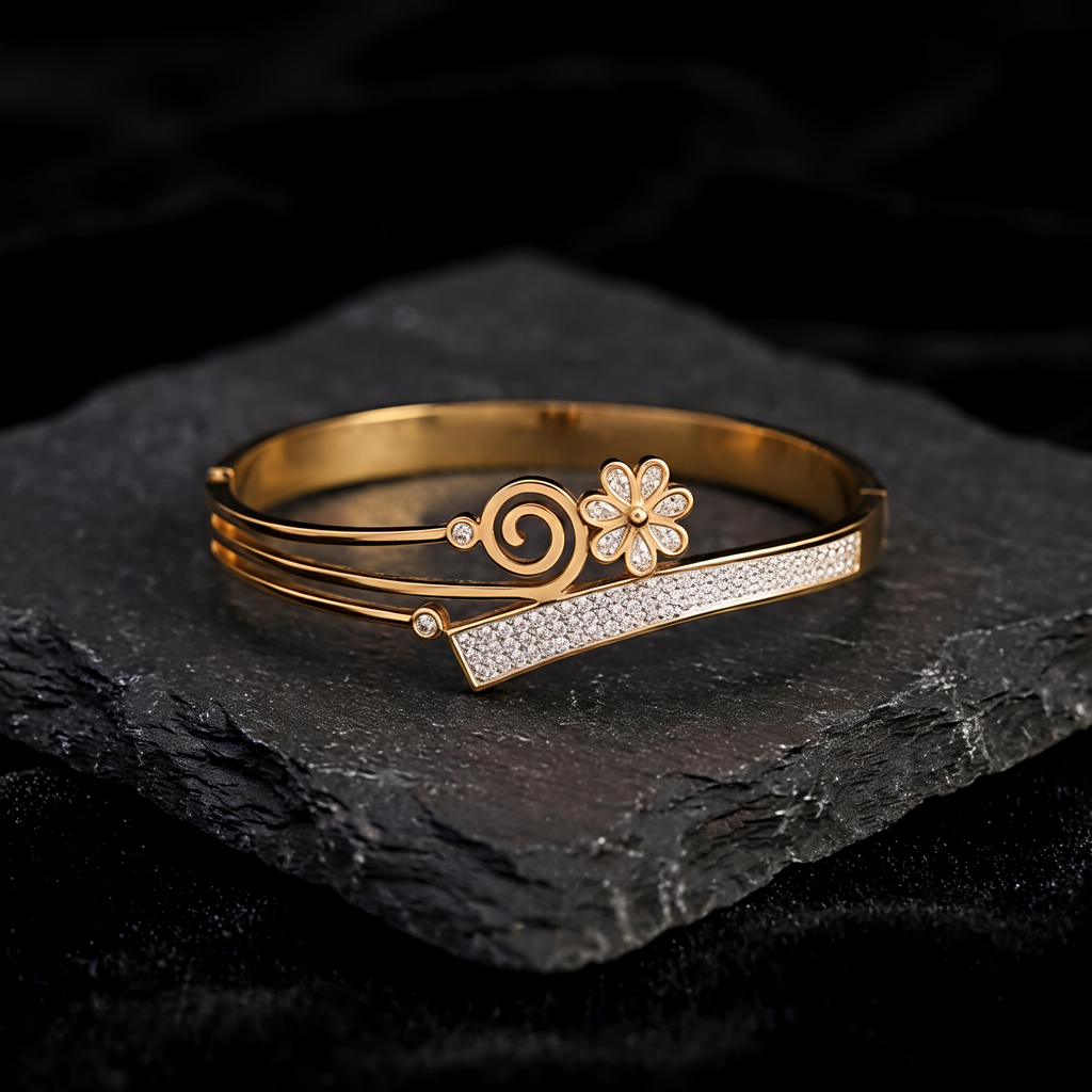 Tavisi floral AD stone bracelet with waterproof finish and long lasting shine