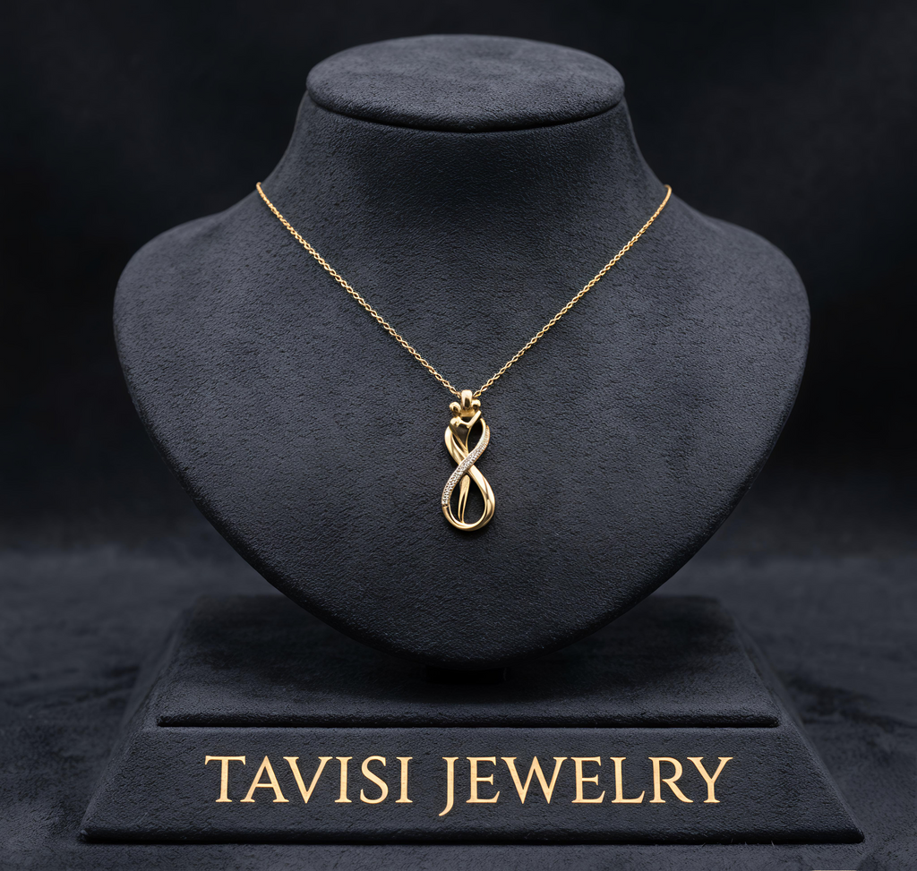 Tavisi Amora Infinity Pendant Necklace with AD stones and gold plated finish