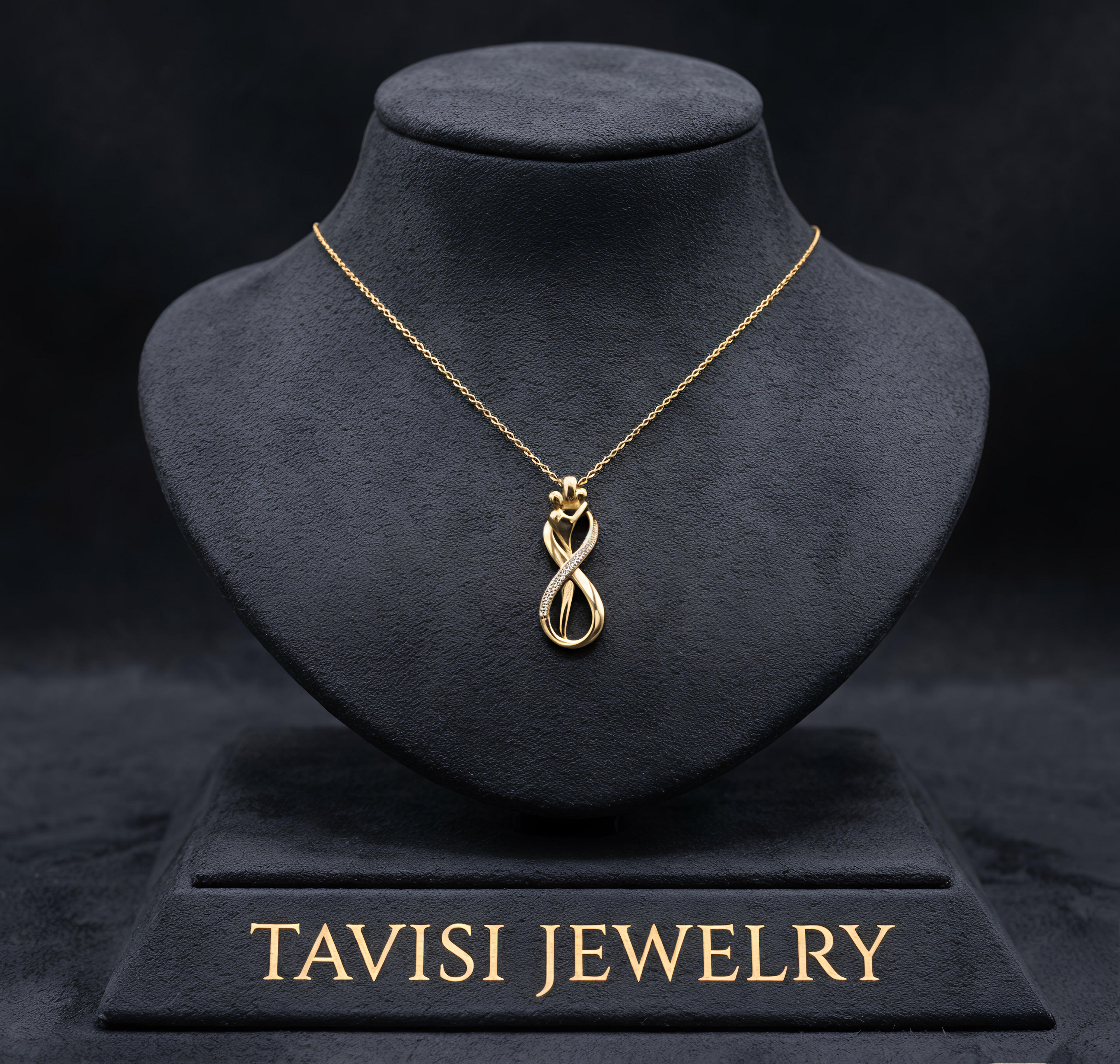 Tavisi Amora Infinity Pendant Necklace with AD stones and gold plated finish