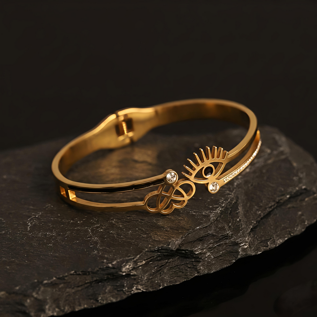 Tavisi gold eye design AD bracelet with waterproof finish and long lasting shine