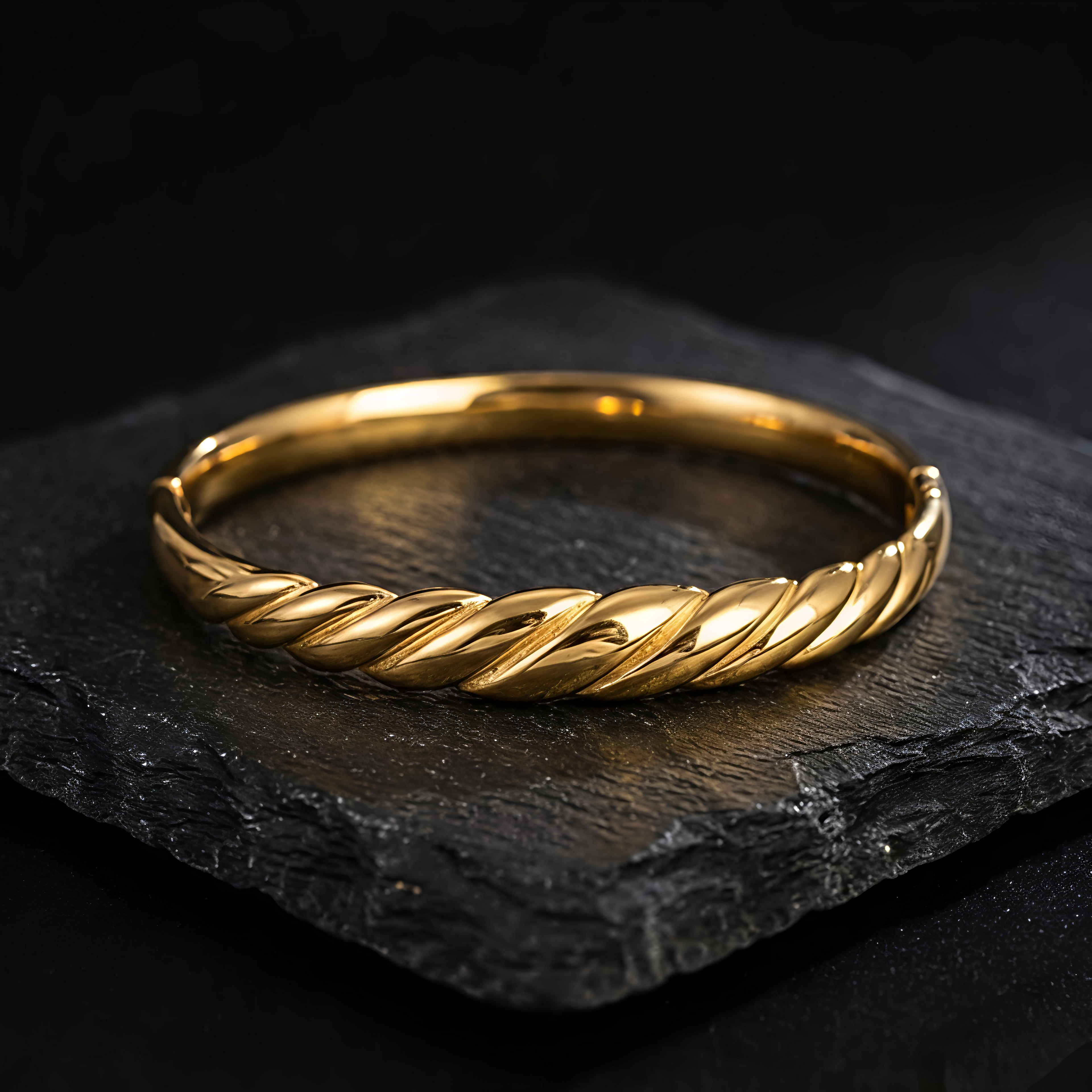 Premium waterproof long lasting gold twist kada bracelet by Tavisi Jewellery