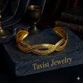 Tavisi Aureline Luxe anti tarnish gold bracelet for women with elegant layered wave design