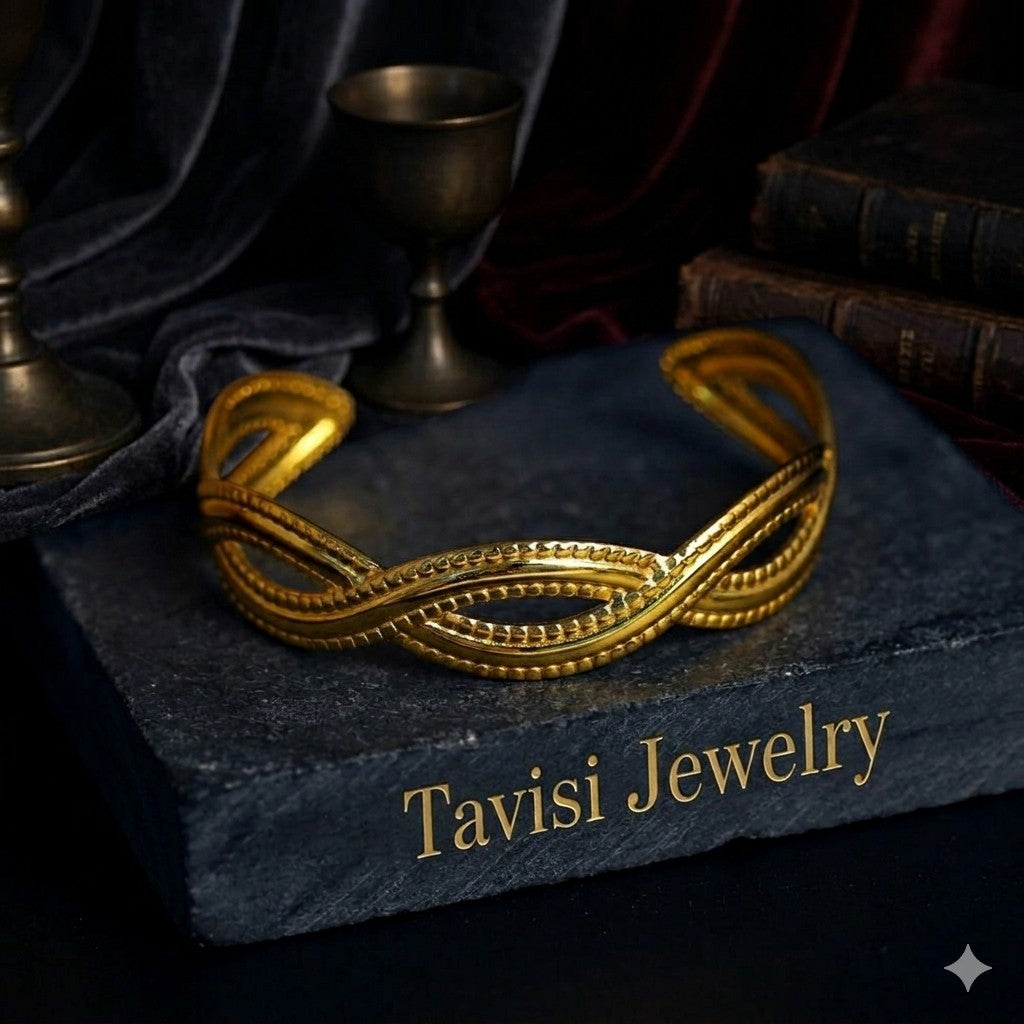 Tavisi Aureline Luxe anti tarnish gold bracelet for women with elegant layered wave design