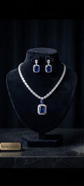 Tavisi Azure Royale AD CZ Necklace Set Premium Brass Casting Jewellery 