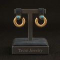 Tavisi azure twist stone hoop earrings in 22K gold plated 316L surgical stainless steel for women
