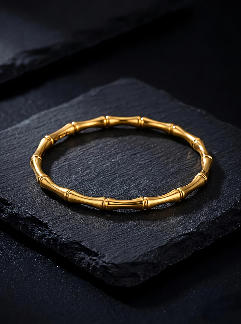 Premium bamboo design waterproof long lasting gold kada bracelet by Tavisi Jewellery
