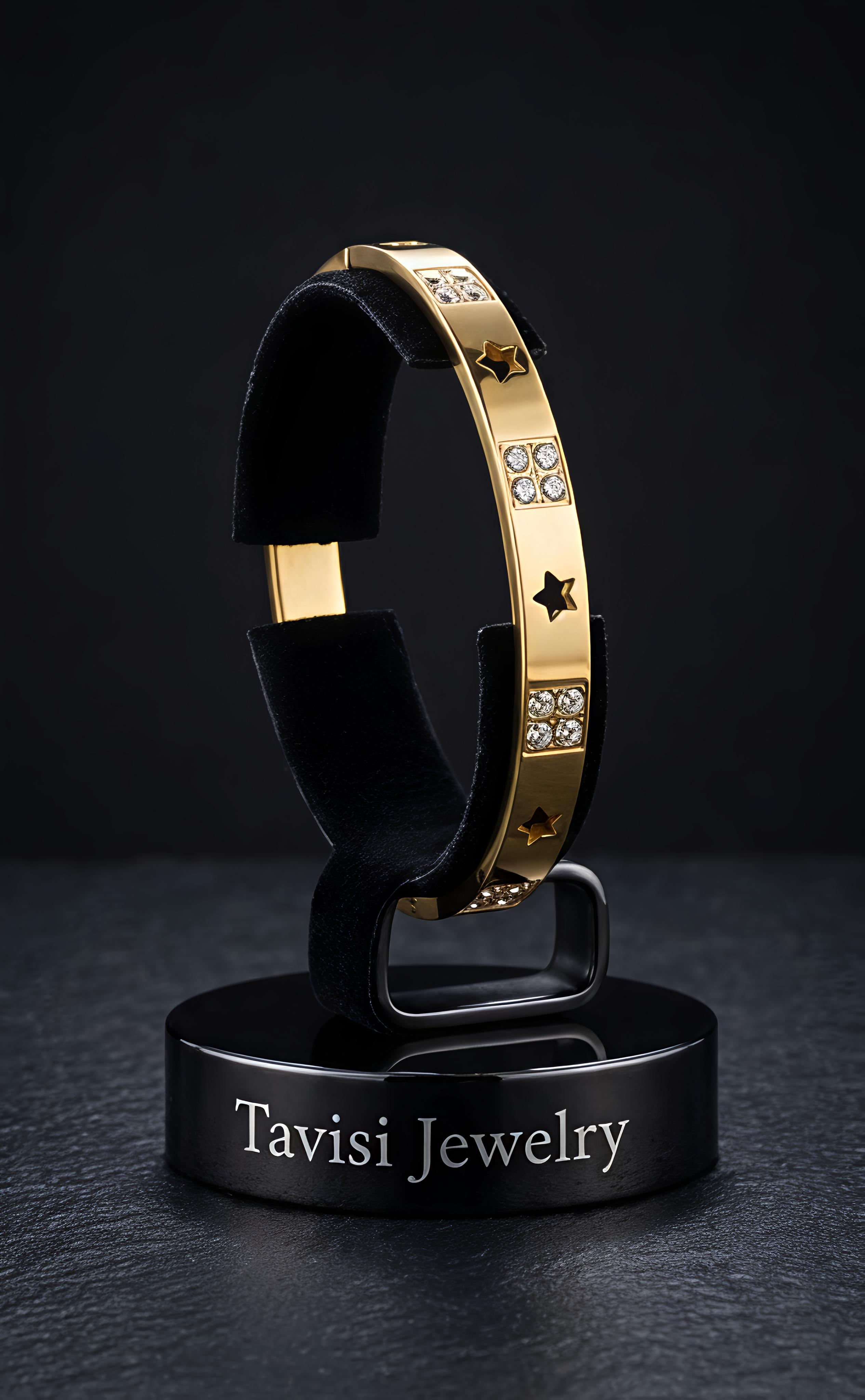 Tavisi Celeste Star AD 18K gold plated anti tarnish kada bracelet