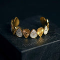 Front view of Tavisi Celestia gold plated anti tarnish bracelet crafted in premium 316L stainless steel for women