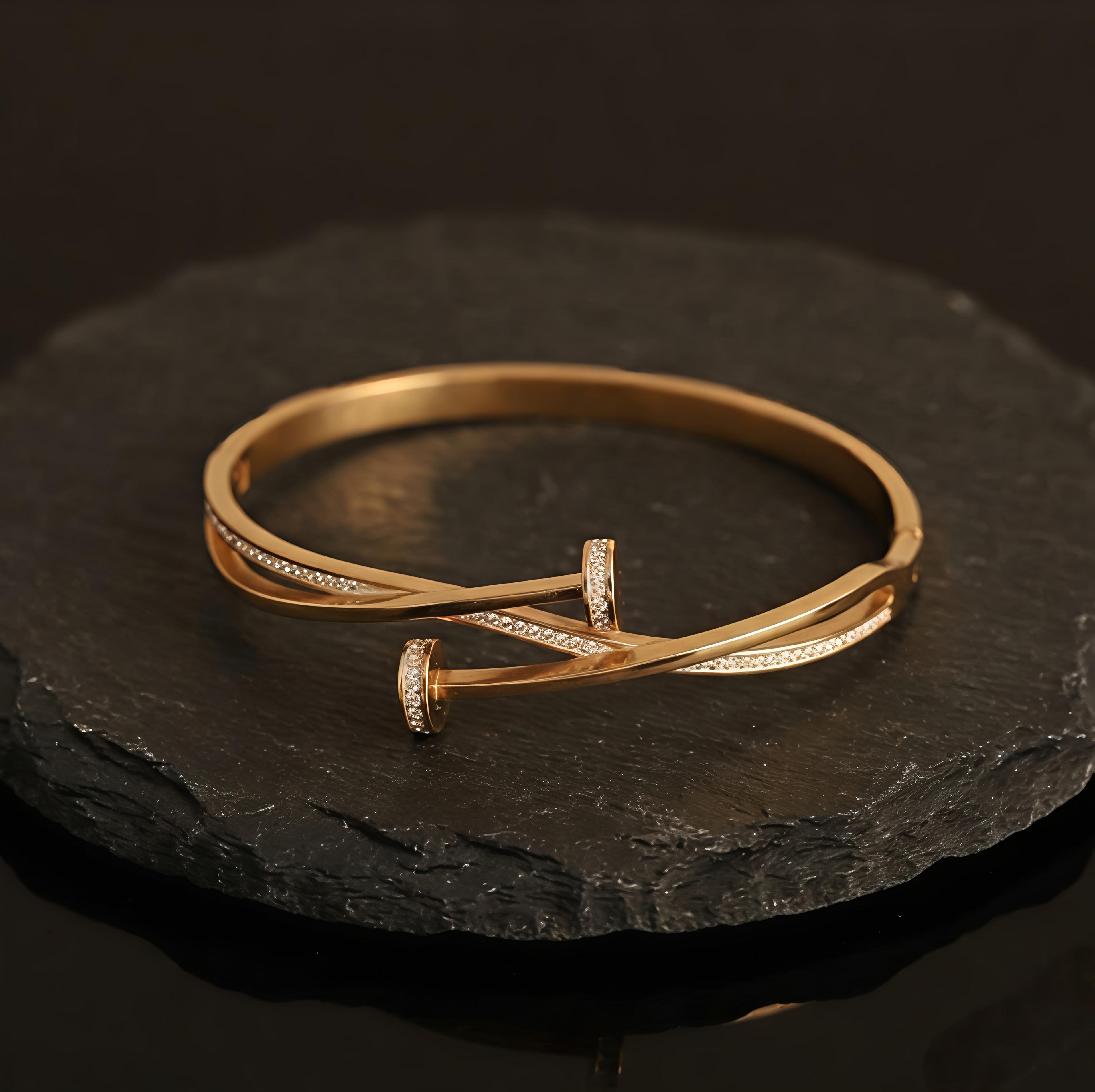 Premium rose gold AD stone bracelet for women with long lasting shine by Tavisi