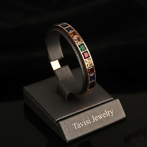 Tavisi Celina Prism Bracelet rose gold plated anti tarnish multi colour stone jewellery