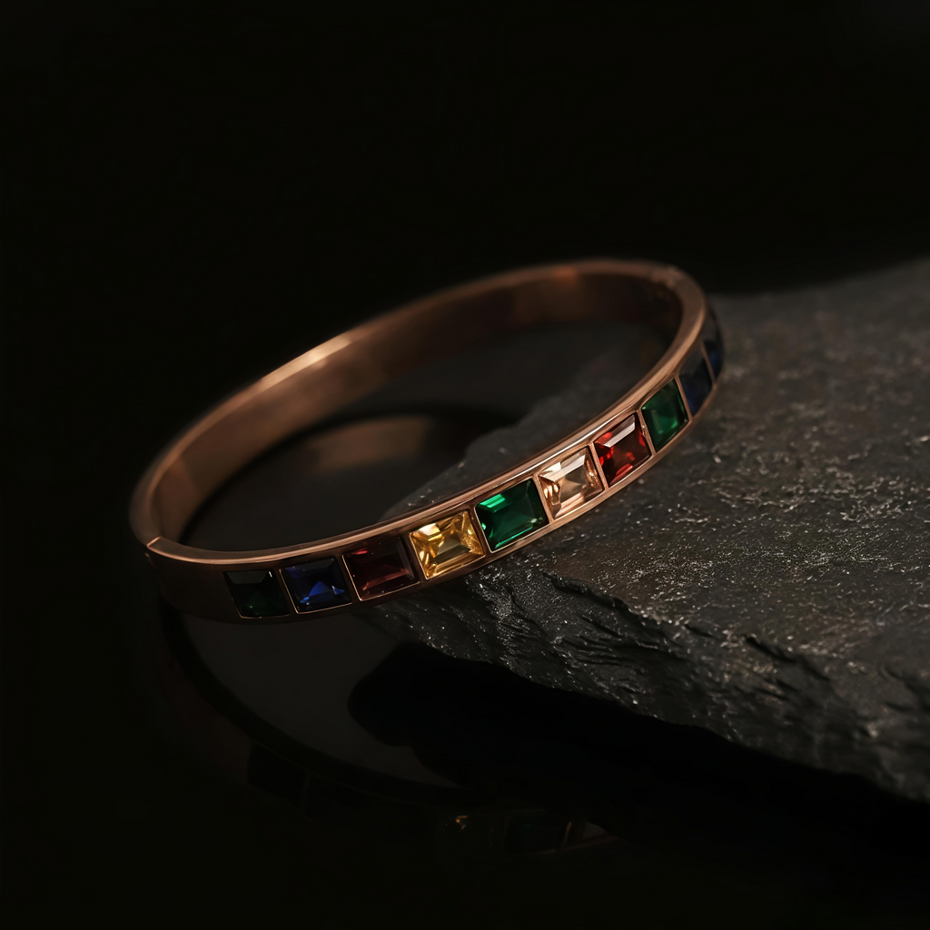 Tavisi premium multi colour stone bracelet waterproof stainless steel with long lasting shine