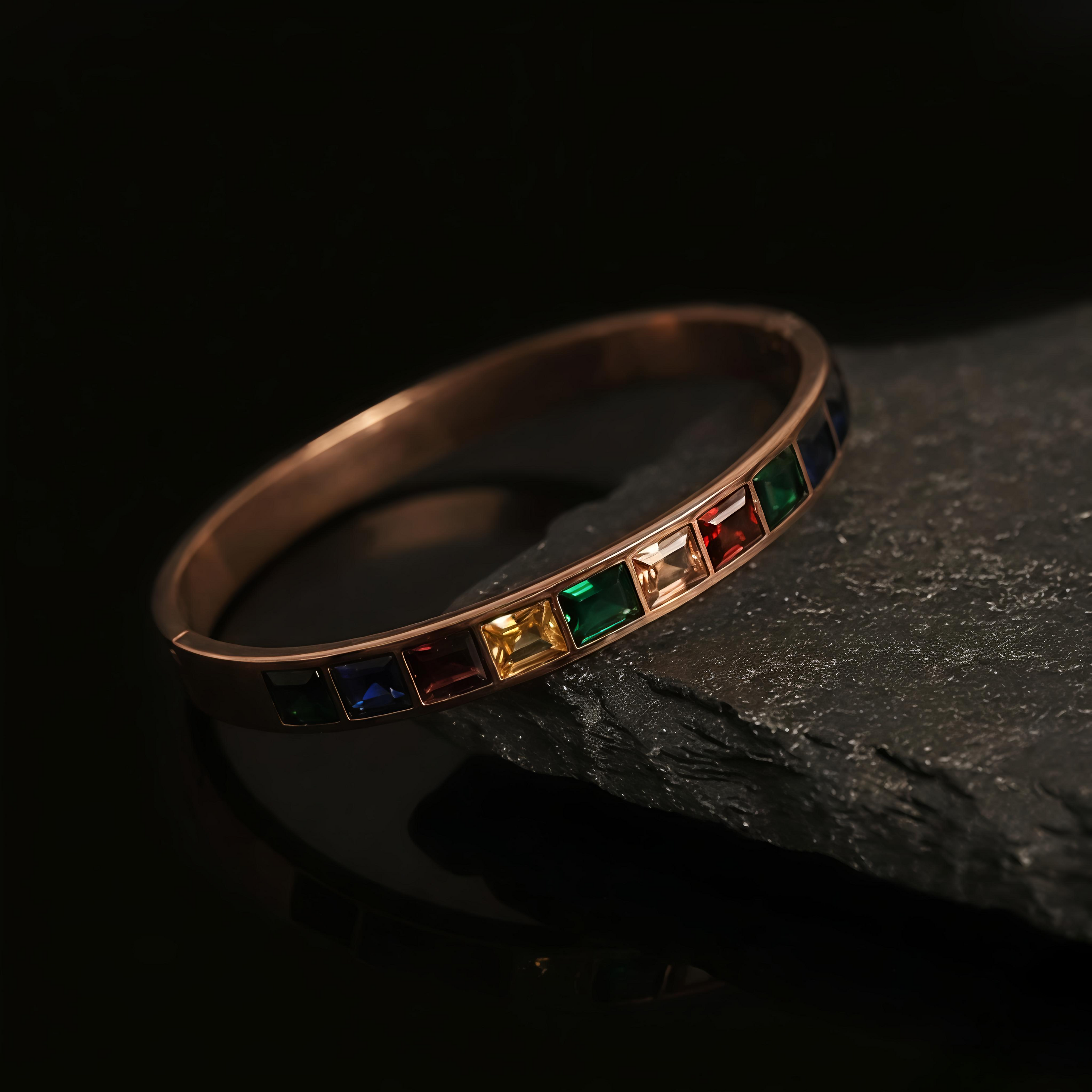 Tavisi premium multi colour stone bracelet waterproof stainless steel with long lasting shine