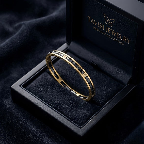 Tavisi ceramic stainless steel bracelet with CZ stones anti tarnish long lasting luxury shine
