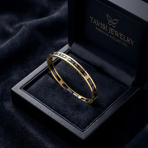 Tavisi ceramic stainless steel bracelet with CZ stones anti tarnish long lasting luxury shine
